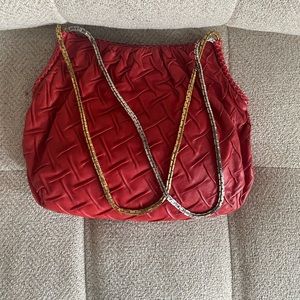 Judith Leiber Red Bad With Silver and Gold Chain Really Good Condition